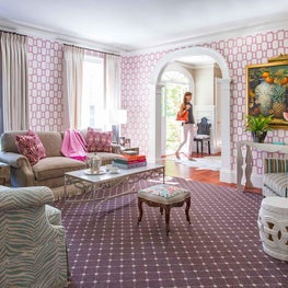 Pink and Purple Living Room with Art