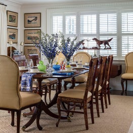 Transitional dining room that blends the old with the new.
