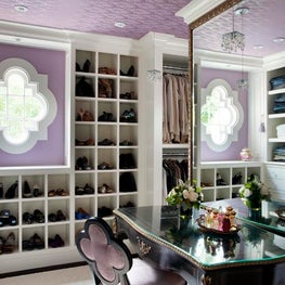 Master Walk-In Closet with Shoe Storage and Vanity