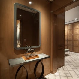  Park Avenue Apartment, Modern Hallway, Gallery, Wood Paneling, Beige Palette