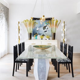 Tribeca Residence, Dining Room Featuring Custom Resin and Plaster Table