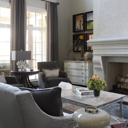 Buckhead Residence Living Room with stone fireplace