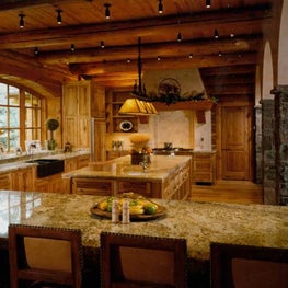 Log home kitchen.