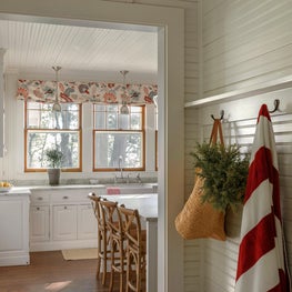 Lake Michigan Cottage: View from new entryway into renovated kitchen.