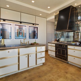 1940s Inspired Kitchen with Bronze Framed Cabinets