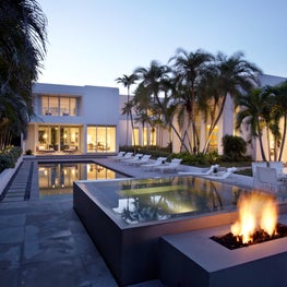 Pool garden perfect for entertaining.  Palm Beach Modern Estate.