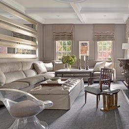 Family room luxe with gold accents