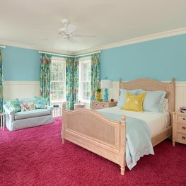 Colorful Kids Bedroom with White Painted Paneled Wainscoting