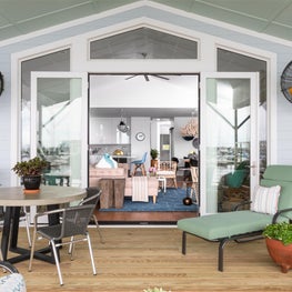 Boat House viewing deck looking into main living 