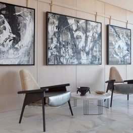 Cosmopolitan of Las Vegas - oak panelling with picture rail, leather & sheepskin