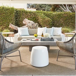 San Diego Beach Cottage Backyard with outdoor rug and ample seating