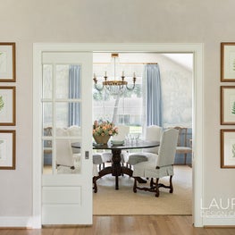 Pocket doors create a seamless flow through the living areas of Hedwig Village.