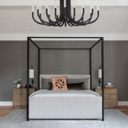 Portfolio: Grey Chic bedroom with chandelier