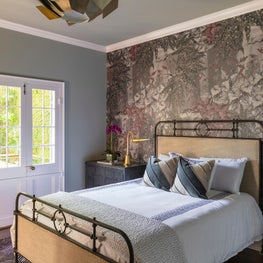 Guest Bedroom with accent custom wallpaper