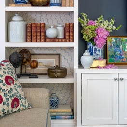 Family Room Detail with Bookshelves