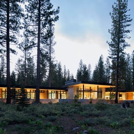 Tahoe Marvel, contemporary custom home with blacken steel beams.