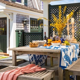 This home blends indoor/outdoor living  with a walled patio for privacy.