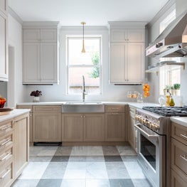 Portfolio: Modern kitchen features brown stained cabinets