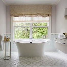Historic Chestnut Hill Master Bathroom with Bathtub and Marble Tile