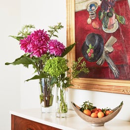 Malibu Spanish Colonial, Vignette with Fine Art, Mahogany Chest, & Accessories