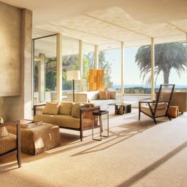 Sun filled living room in Trousdale Estates midcentury 