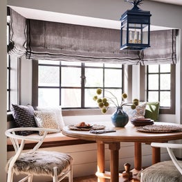 Breakfast Room with Vintage Guillerme et Chambron Dining Table