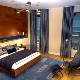  Bachelor Pad, New York - Master Bedroom with Vladimir Kagan armchair