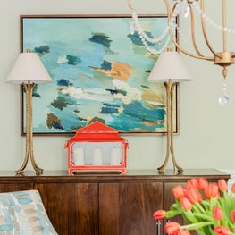 Abstract Art in a Traditional Dining Room