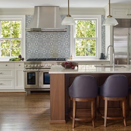 Gladwyne White Kitchen with Moroccan Tile and Plum Accents