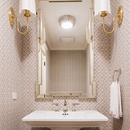 Wallpapered Powder Room Wilmette Residence