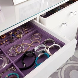 Jewelry Drawer Inserts in an Austin Dressing Room Island 
