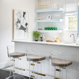Game Room Bar with Acrylic Bar Stools