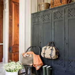 Organic mudroom with paneled walls
