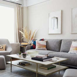 Living room in soft grey palette