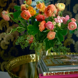 Short Hills Shingle Style Residence, Coffee Table with Flowers in Bloom 