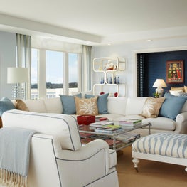 Palm Beach Ocean View Apartment Living Room - Annie Santulli Interior Design