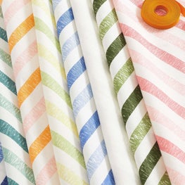 PALM ORLEANS | CABANA STRIPE RIBBON HAND SCREEN PRINTED ON LINEN COTTON