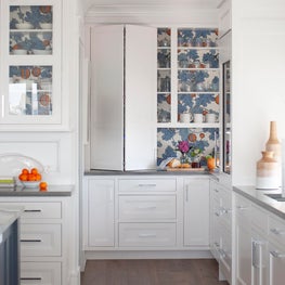 Wallpapered kitchen cabinets in Avalon, NJ