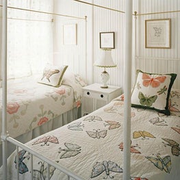 Wisconsin Lake Home with Farmhouse Style: Butterfly Quilts & Four Post Twin Beds