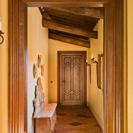 Impressive millwork frames the corridor.
