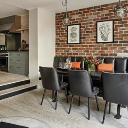 Dining area through to kitchen. Kensington, London
