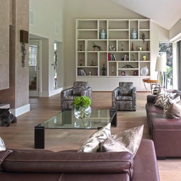 Open plan living room with bespoke joinery designed by dk interiors 