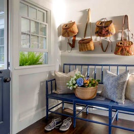 Beach House Mudroom with Dutch Door and Basket Decor