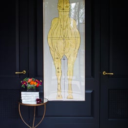 Portfolio: 1980's Home Renovation, Antechamber with intricate floor design, statement art