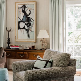 Family Room In Shades of Blue and Brown