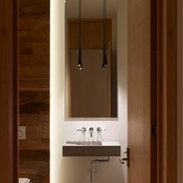 Quimby Powder Room With Reclaimed Wood walls