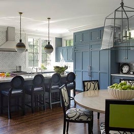 Historic Chestnut Hill Kitchen & Casual Dining with Globe Pendants and Lantern