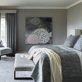 Whispers of Elegance-M. Bedrm. w/ Kravet Monrovia Lounge Chair & Palmetto Bench