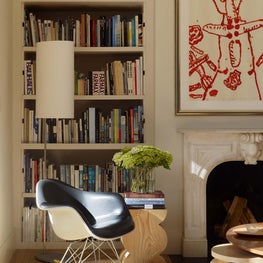 Mid-century living room with vintage fireplace