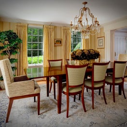  Host and hostess chairs:refractory table:warm yellow sunshine color: